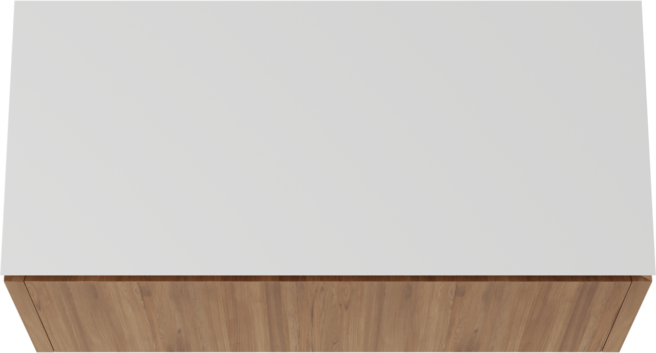 Balmani Eclips meuble salle de bains suspendu 120 x 55 cm Teck avec Eclips tablette simple ou double en Solid Surface blanc mat