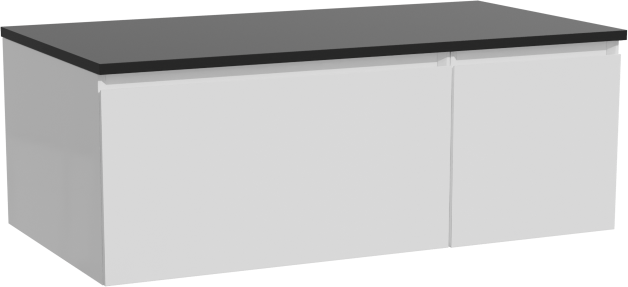 Storke Edge zwevend badkamermeubel 100 x 52 cm glanzend wit met Panton enkel tablet in gepoedercoate mdf mat zwart