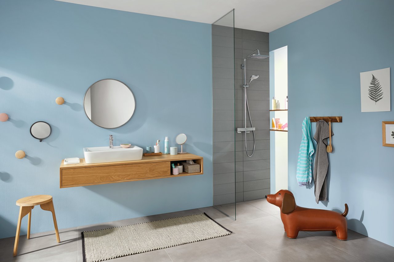 Hansgrohe Croma E280 colonne de douche de pluie robinet thermostatique Chrome Brillant