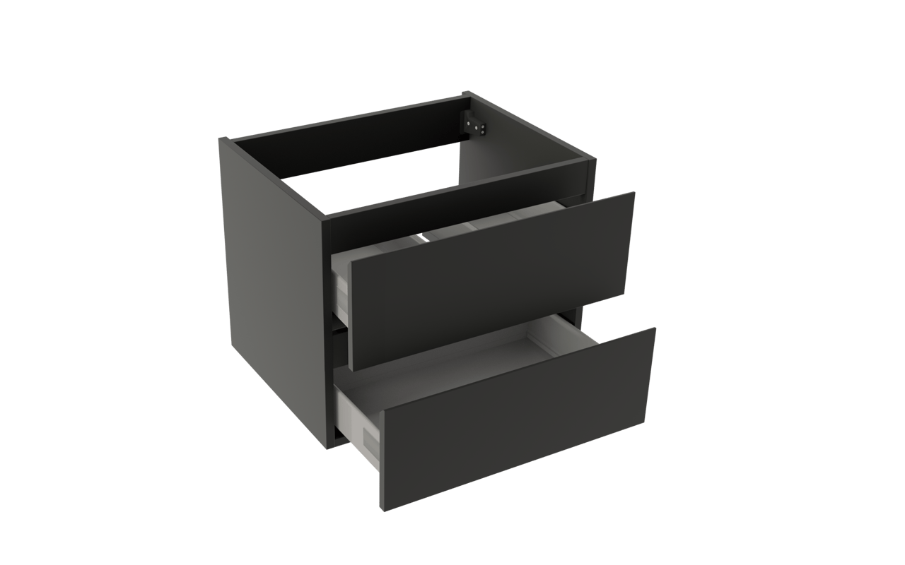 Storke Delta meuble sous-lavabo suspendu 60 x 48 cm noir mat 2 tiroirs