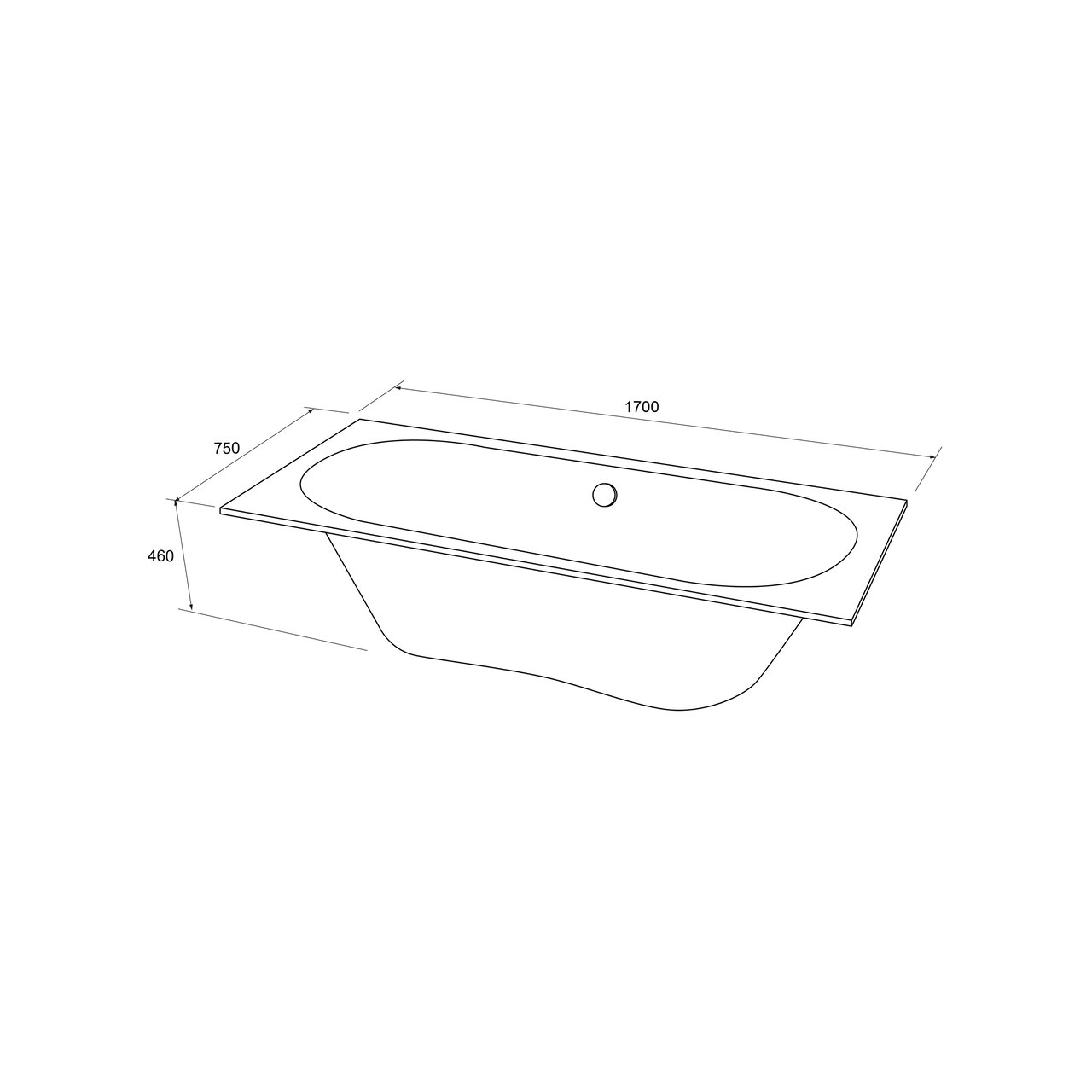 Luca Varess Snello tweepersoons inbouwbad 170 x 75 cm acryl mat wit