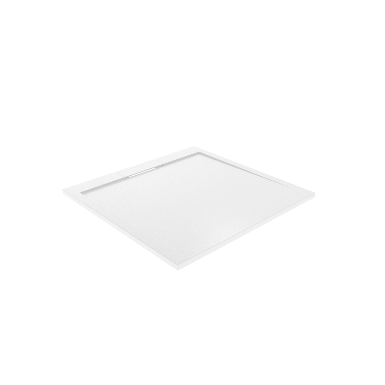 Balmani Indus Duschwanne: 100 x 100 cm, Marmorkomposit, Weiße Schieferstruktur, matt