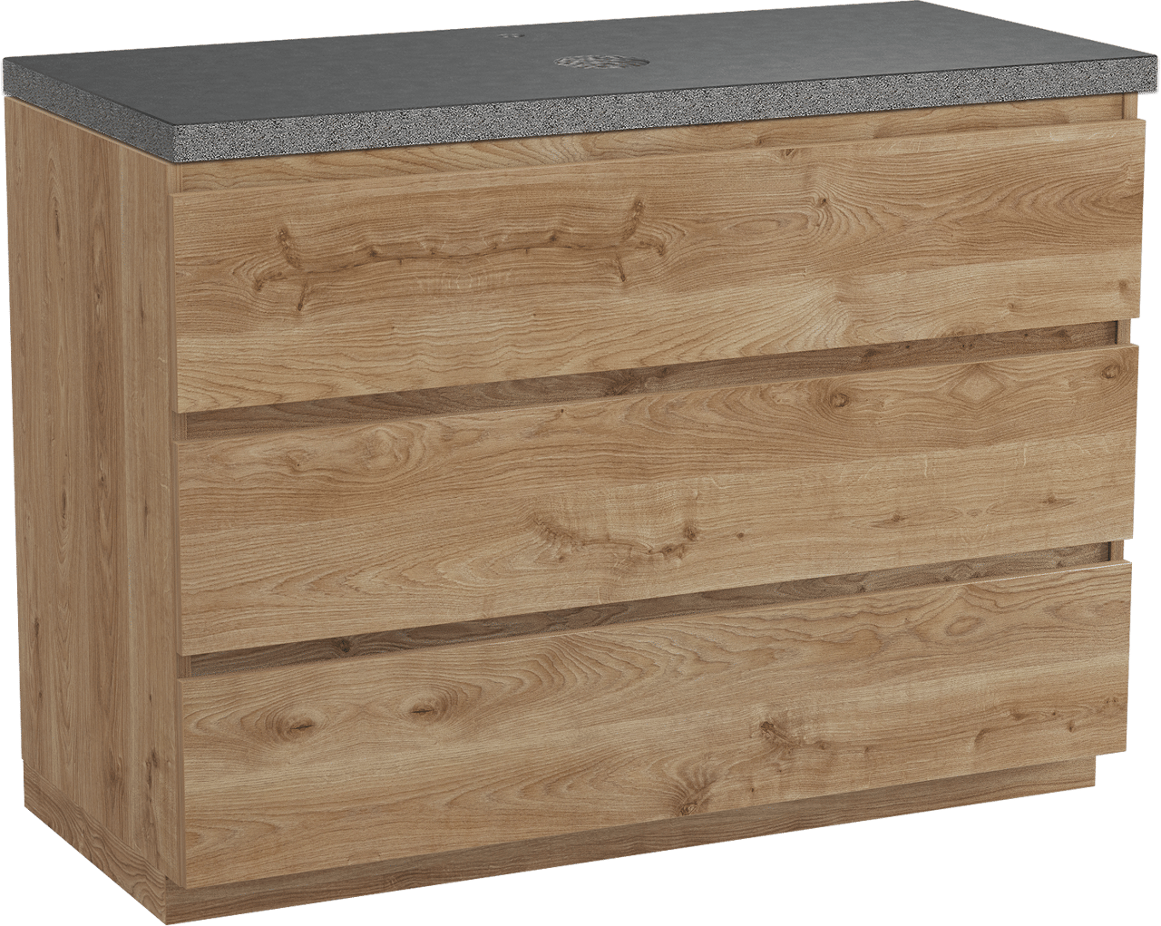 Balmani Lucida staand badkamermeubel 120 x 55 cm ruwe eik met Rock enkel tablet in graniet zwart
