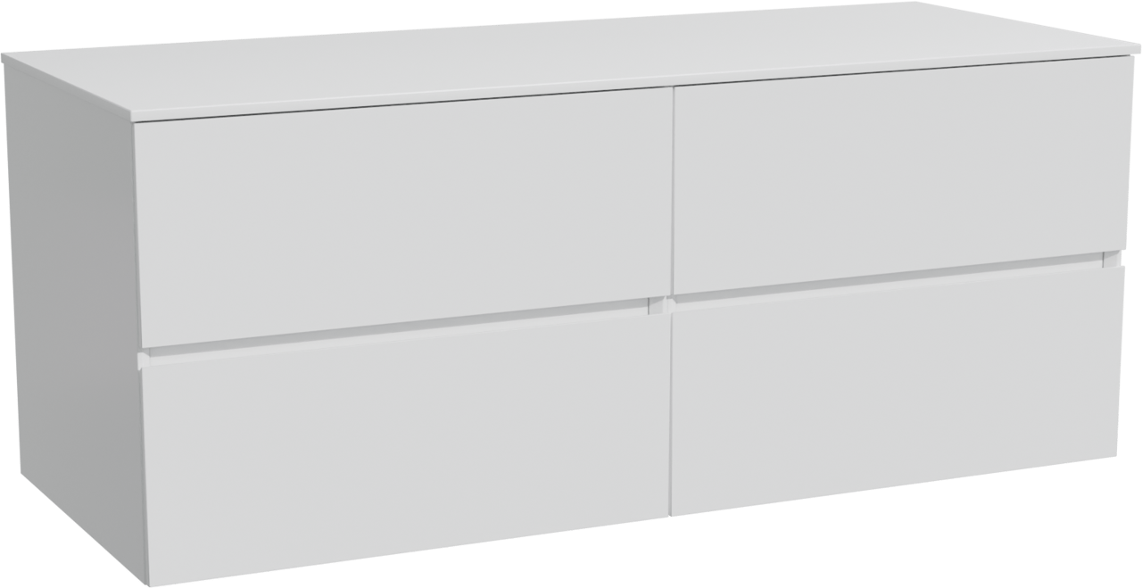 Storke Edge zwevend badkamermeubel 130 x 52 cm mat wit met Tavola enkel of dubbel tablet in solid surface mat wit