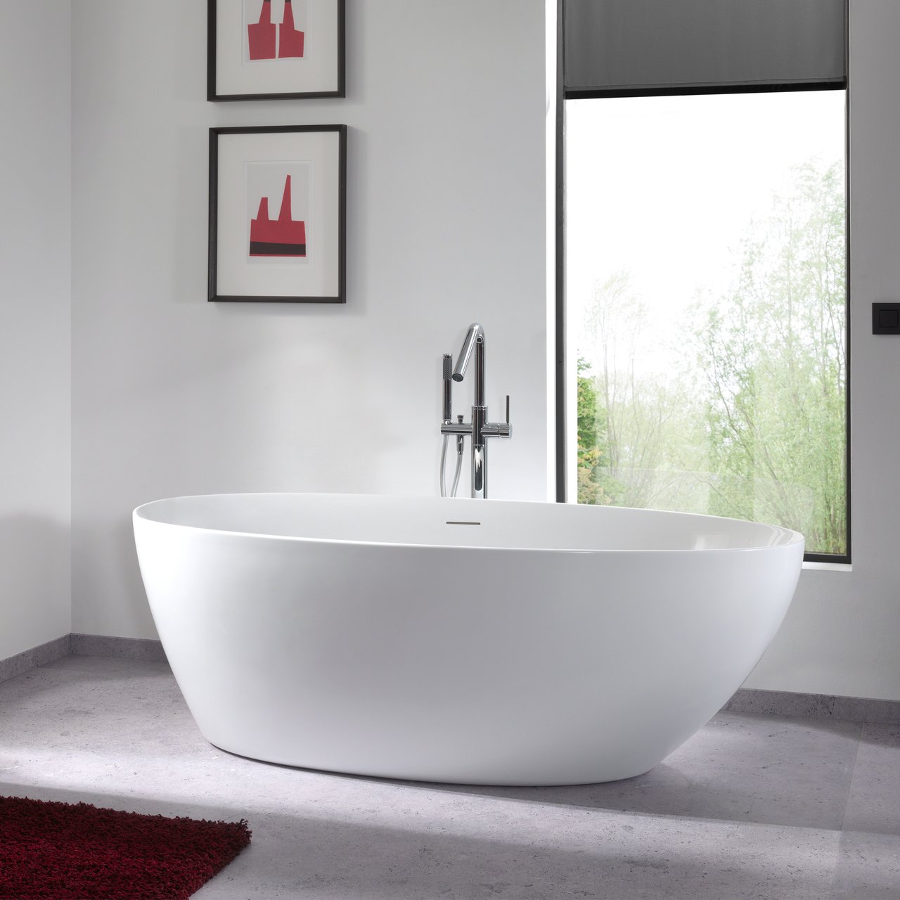 Luca Varess Uovia baignoire îlot ovale 170 x 85 cm acrylique blanc mat