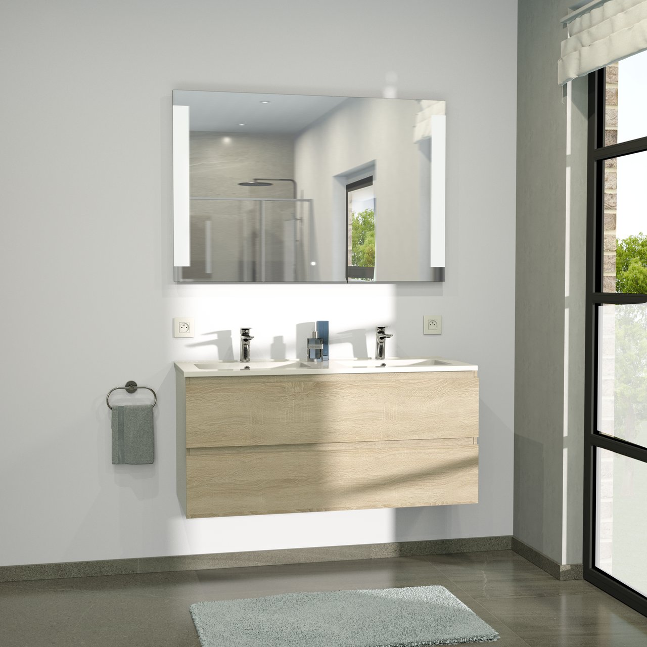 Linie Lunar miroir rectangulaire lumineux 120 x 80 cm