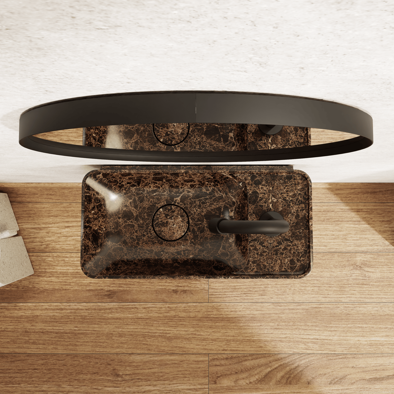 Balmani Auro miroir de toilette rond noir mat Ø 35 cm