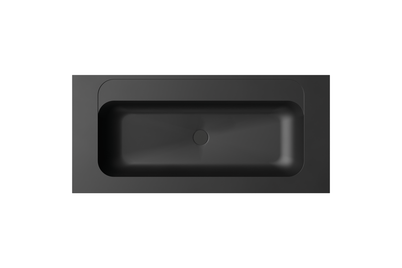 Balmani Tablo Strada plan simple pour 2 trous de robinet top solid noire matte 120 x 55 cm