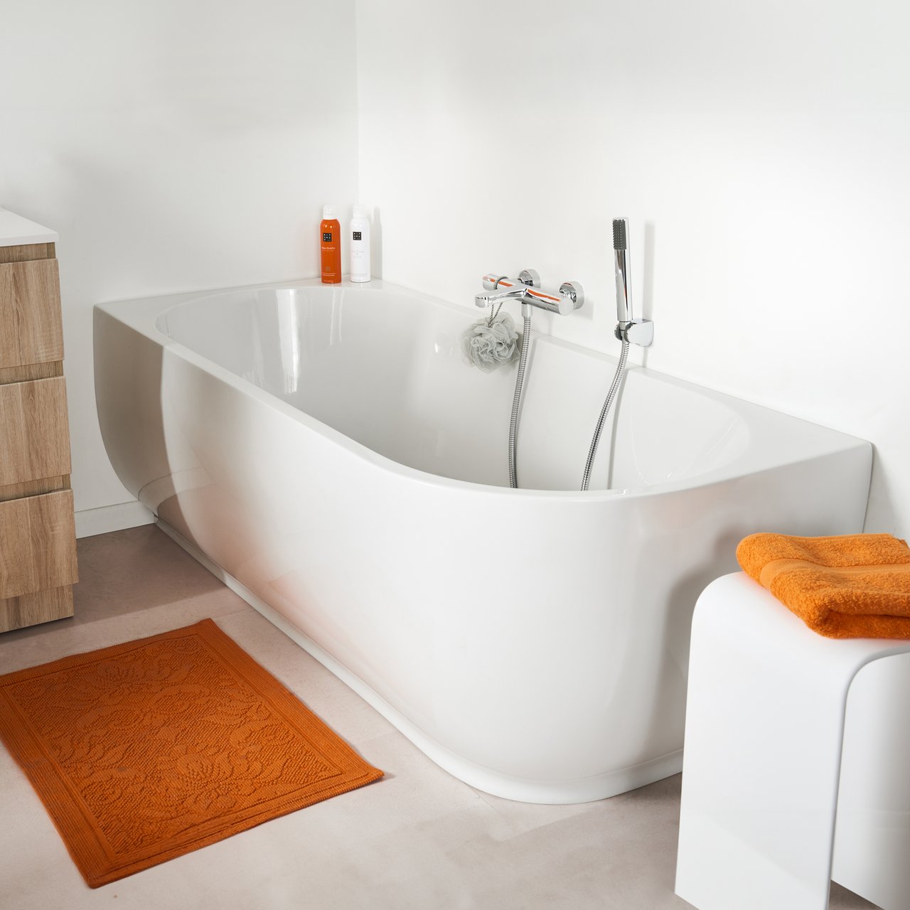 Linie Paulo 2-Personen-Eckbadewanne: links, 180 x 80 cm, Acryl, Weiß Glänzend