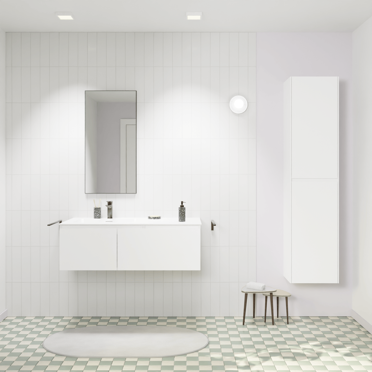 Storke Edge zwevend badmeubel 110 x 52 cm mat wit met Mata asymmetrisch linkse wastafel in solid surface mat wit