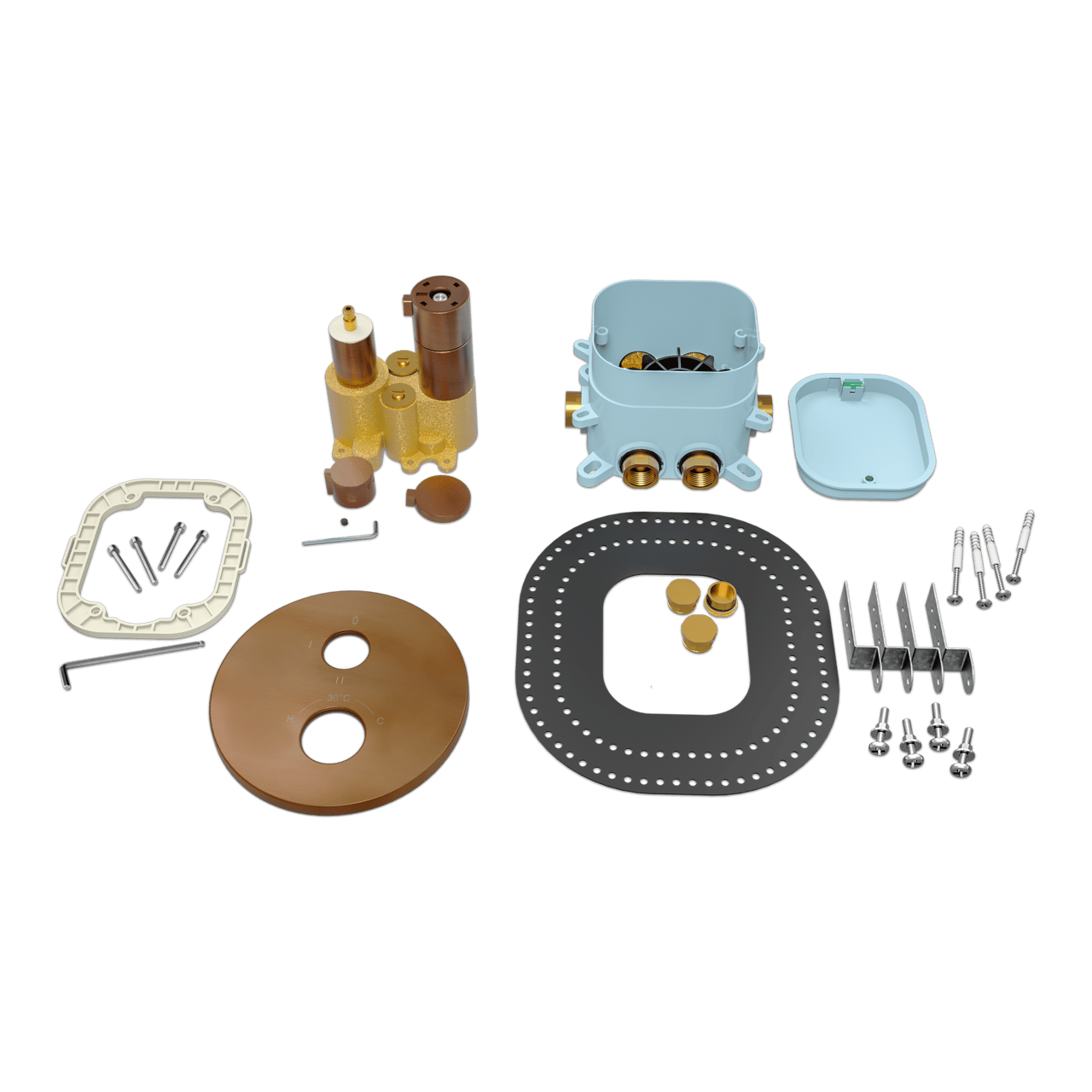 Blaufoss Smartbox Round thermostat de douche encastré 2 fonctions Brushed Rosegold incl élément intégré