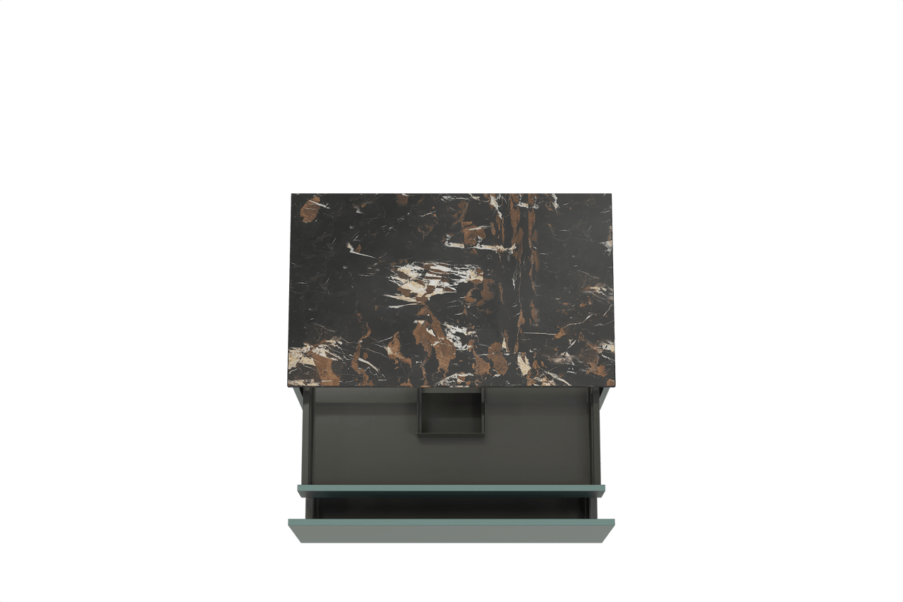 Balmani Sfera meuble salle de bains suspendu 90 x 55 cm forest avec Stretto tablette simple en marbre portoro gold