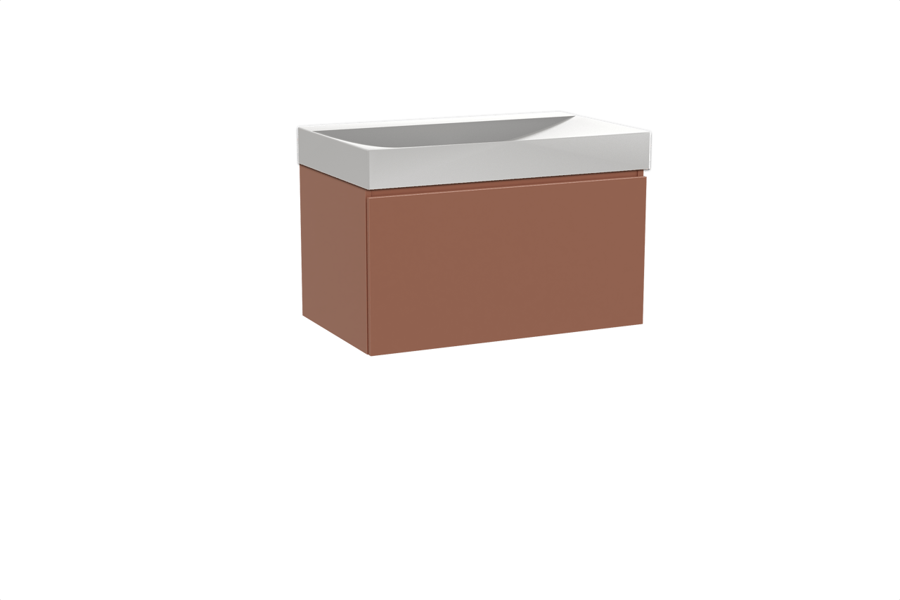 Balmani Sfera zwevend badkamermeubel 90 x 55 cm cotto met Wave enkele wastafel in solid surface mat wit