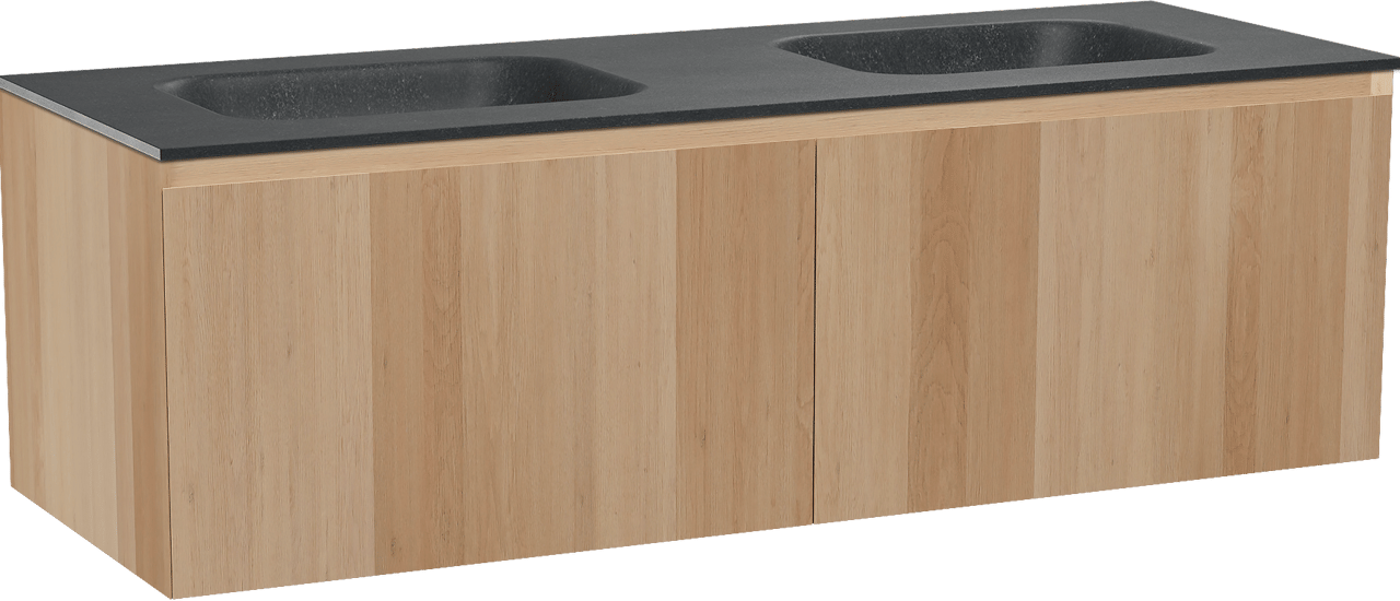 Balmani Idra meuble salle de bains suspendu 150 x 55 cm chêne naturel avec Tablo Arcato double vasque en granit noir