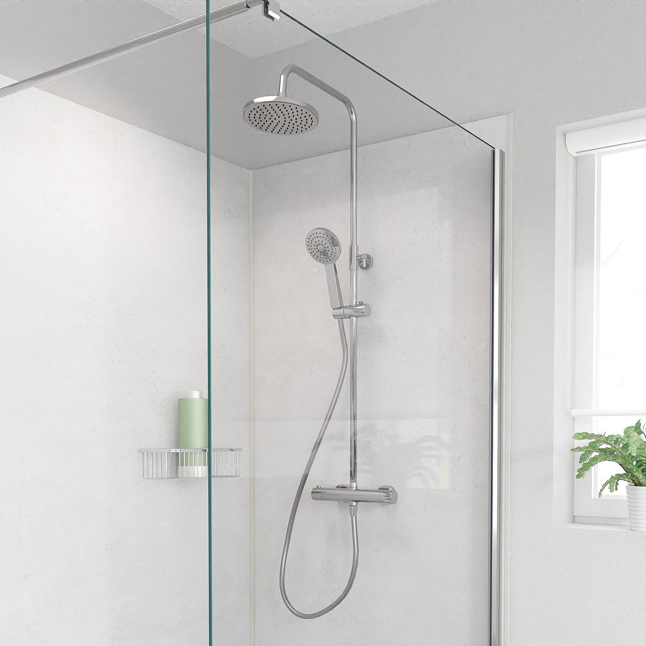 SanyOne Minerva colonne de douche de pluie robinet thermostatique Chrome Brillant