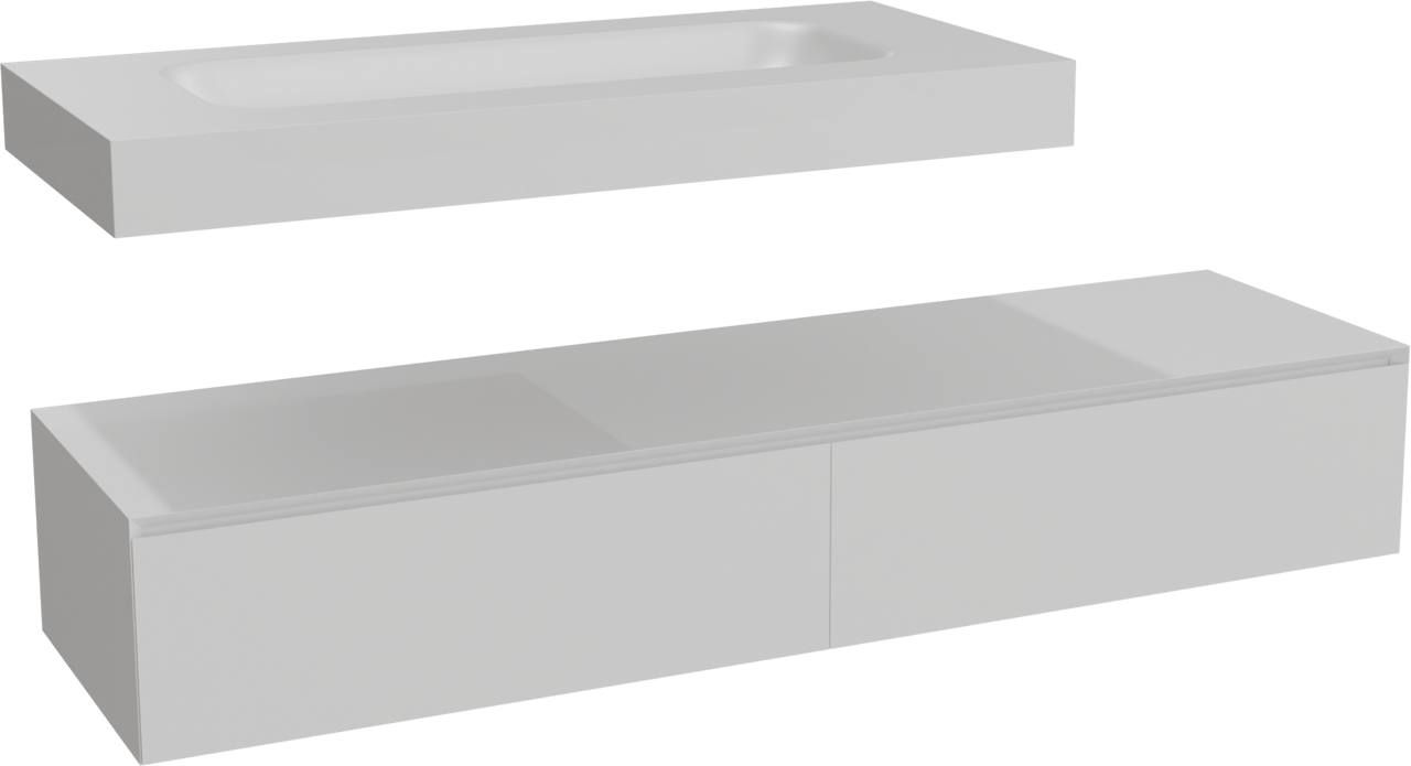 Balmani Mitra Elements meuble salle de bains suspendu 180 x 55 cm blanc mat avec Arcato lavabo simple pour 2 trous de robinet 120 cm en solid surface blanc mat