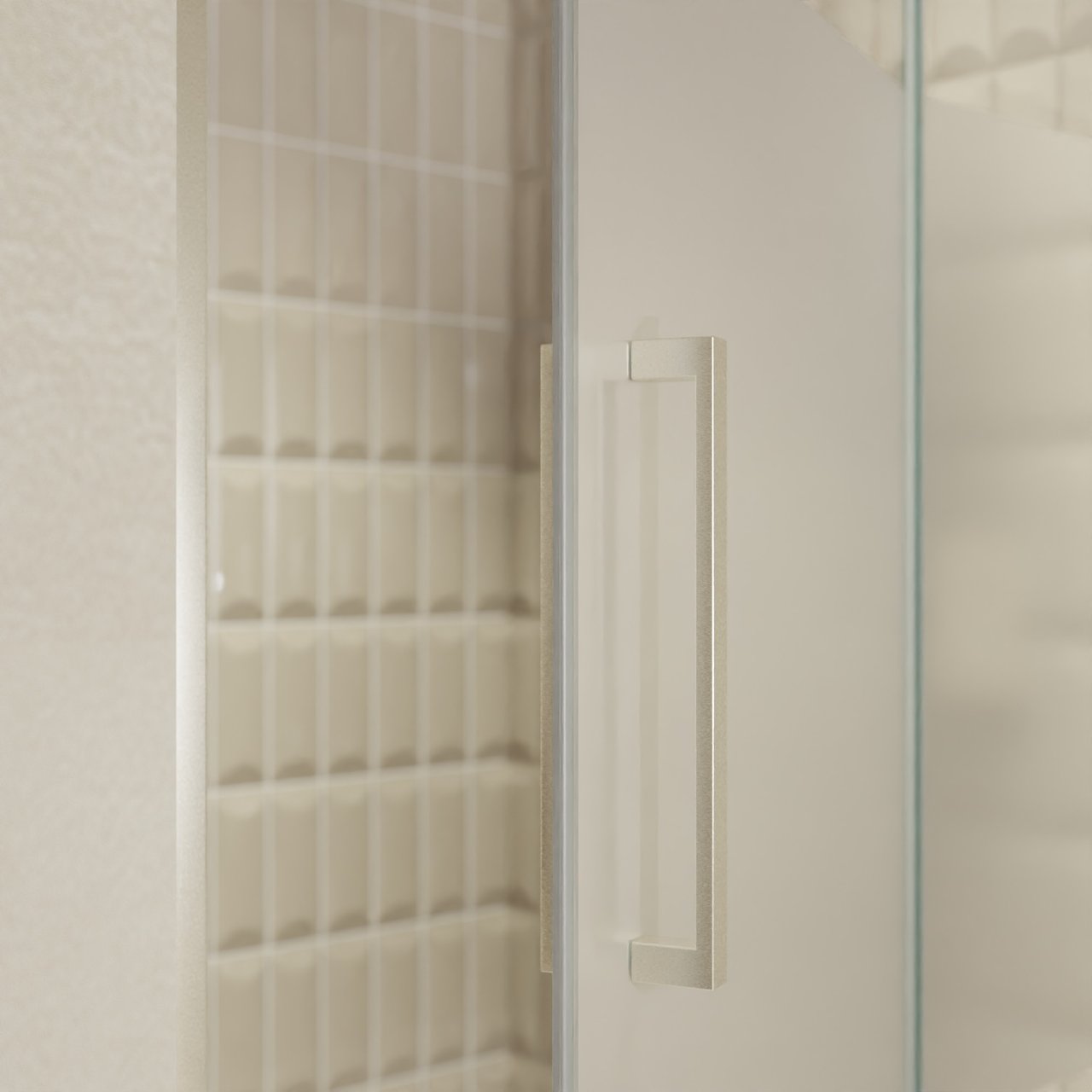 Balmani Senses Design douche draaideur rechts 120 cm x 210 cm Helder glas met matte strook, Brushed CoolMetal profielen