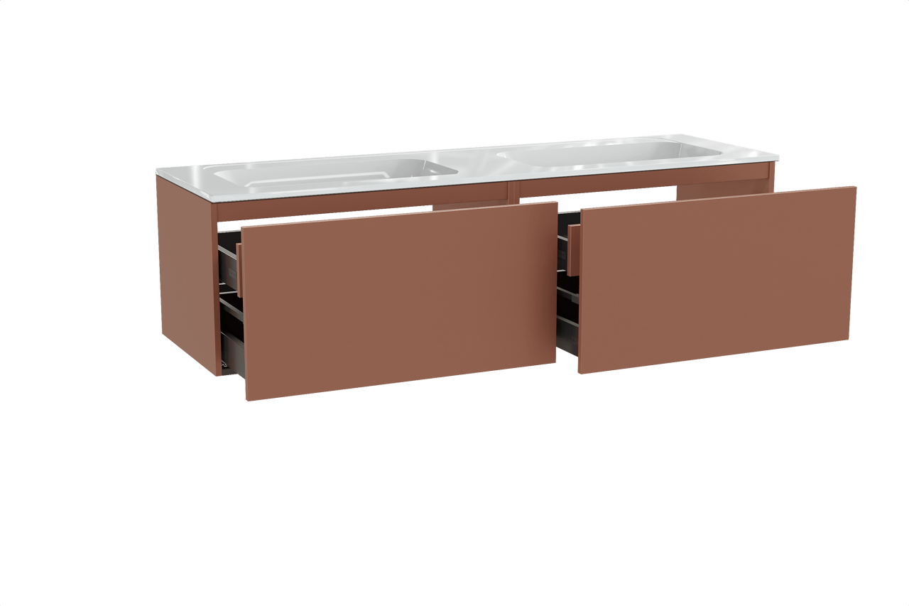 Balmani Sfera meuble salle de bains suspendu 180 x 55 cm cotto avec Tablo Strada double vasque en marbre composite blanc brillant