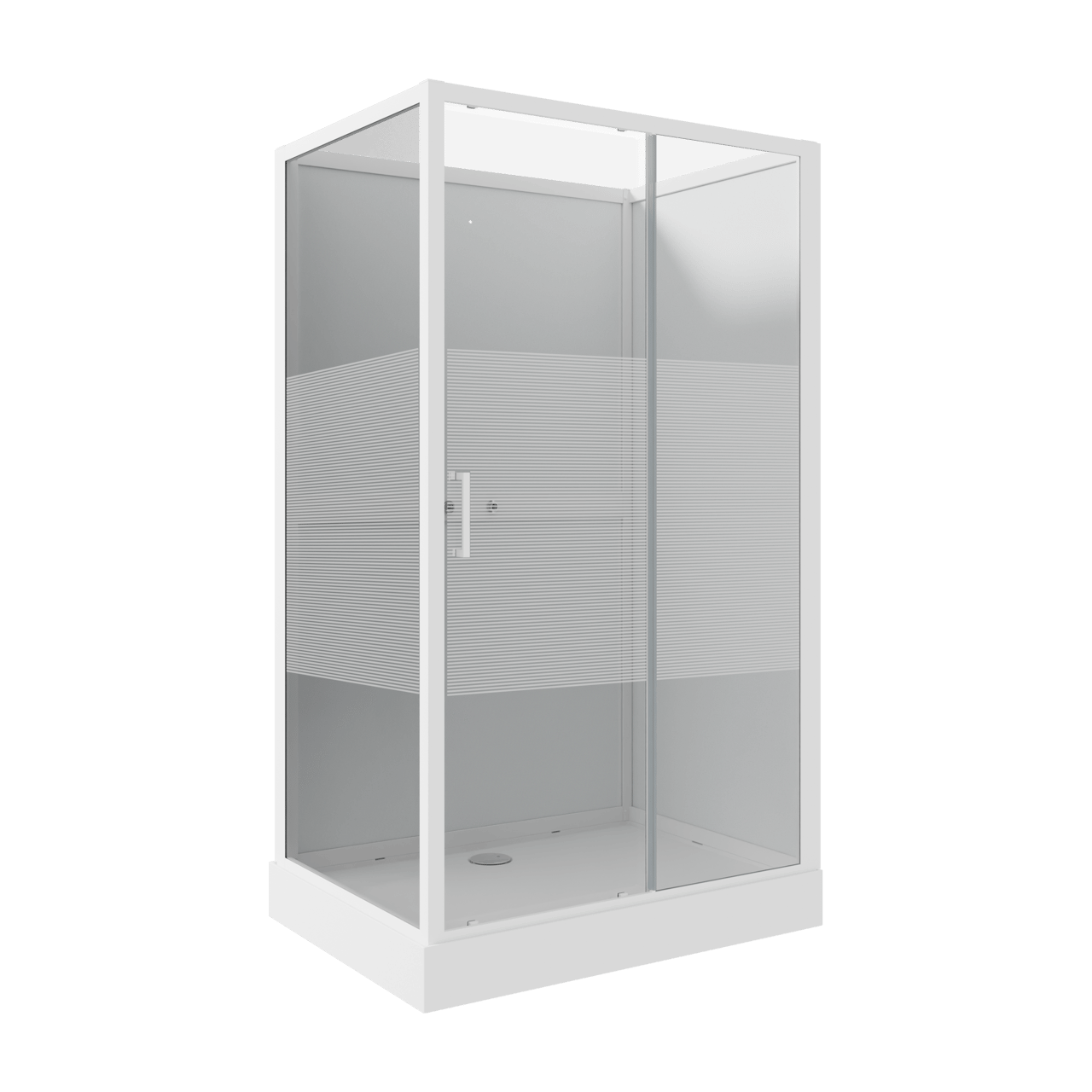 Luca Varess Talan cabine de douche avec porte coulissantes 90 x 120 cm verre à rayures profil blanc brillant