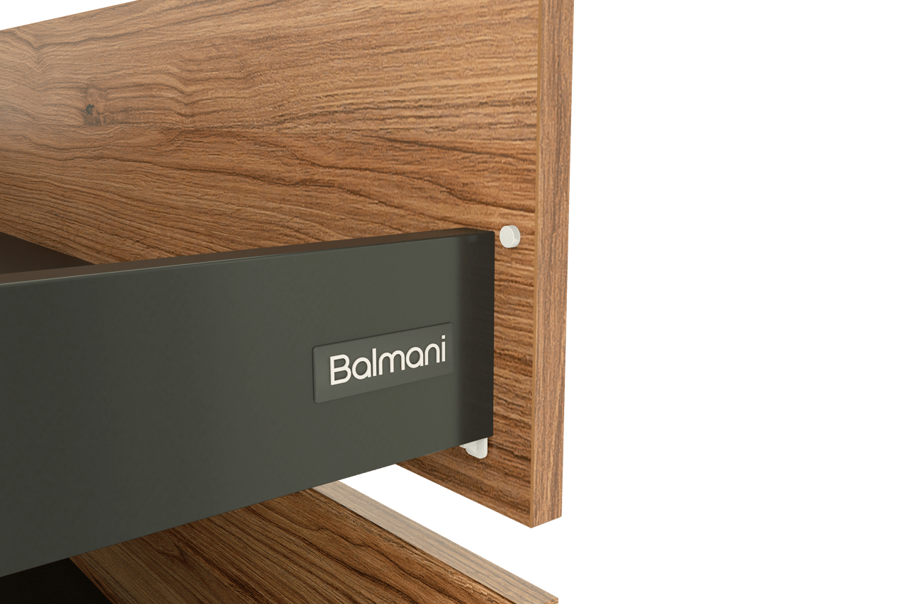 Balmani Lucida hängender Waschbeckenunterschrank: 45 x 55 cm, Teak, 2 Schubladen