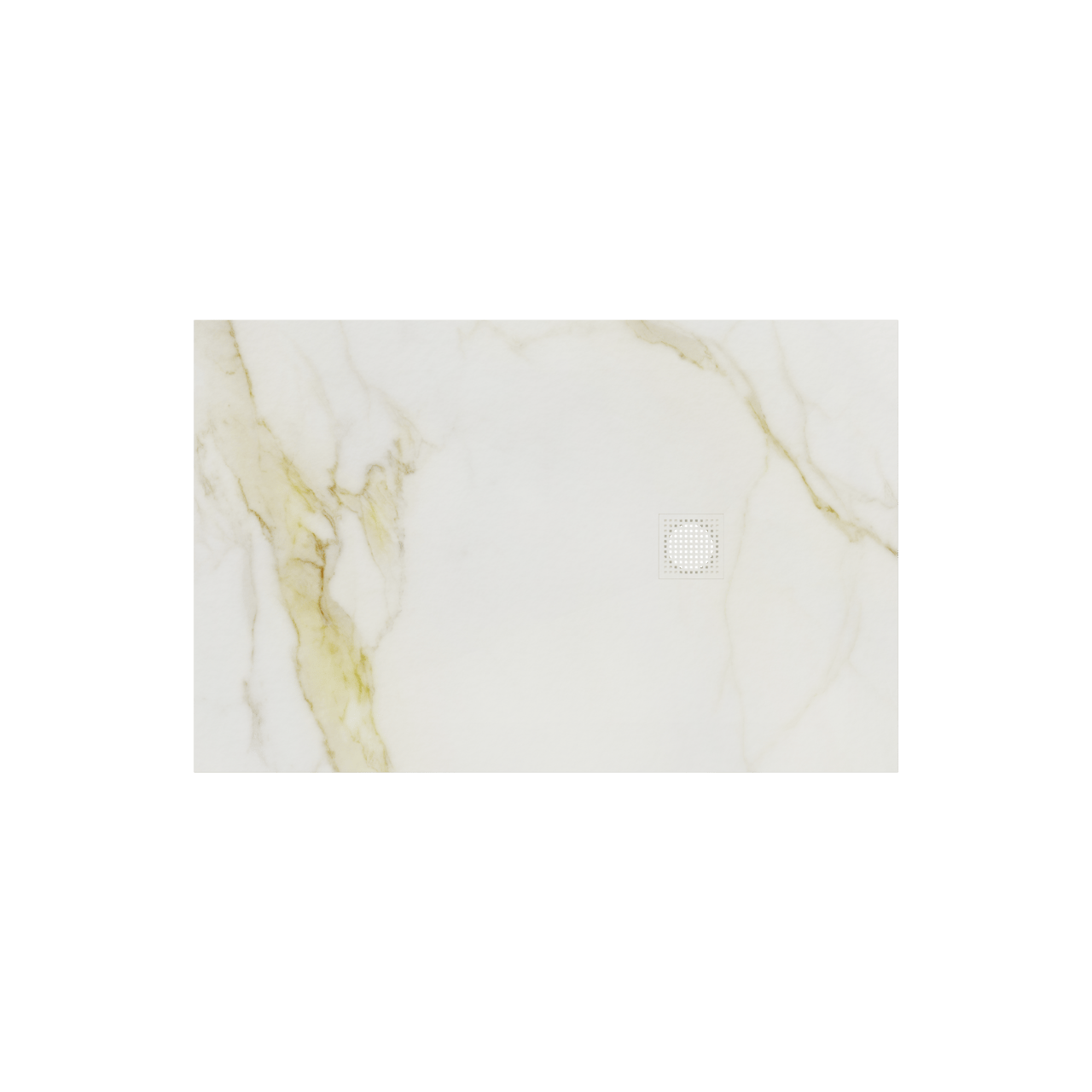 Balmani Impress douchebak 140 x 90 cm composiet witte marmer look rock structuur