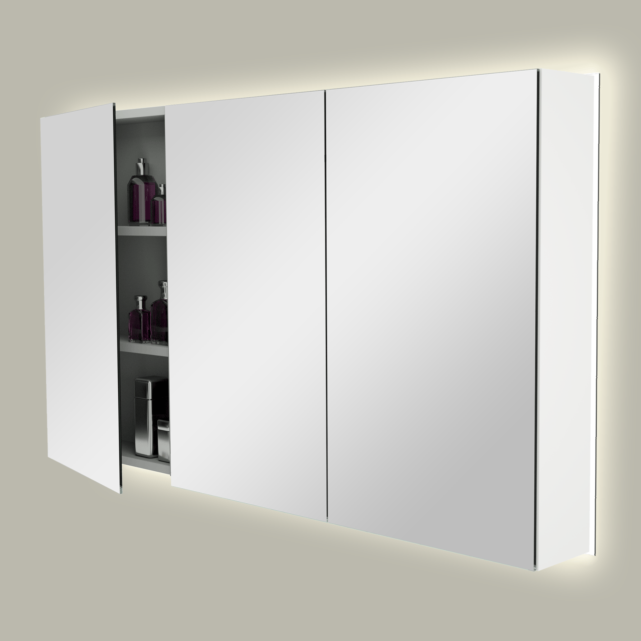 Storke Reflecta Spiegelschrank, 130 x 75 cm, weiß matt, mit Spiegelbeleuchtung