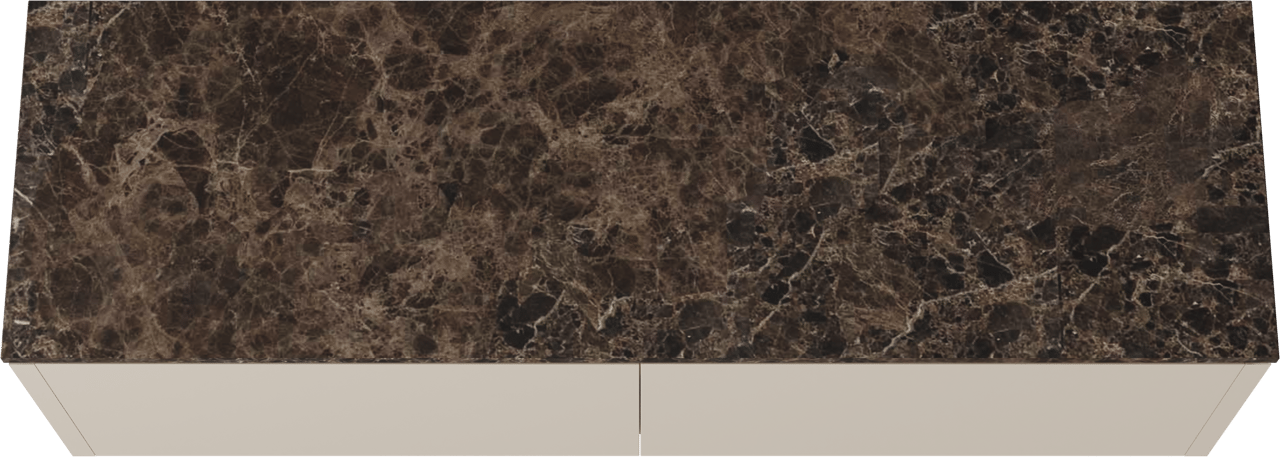 Balmani Eclips zwevend badkamermeubel 180 x 55 cm Sandbeige met Stretto enkel of dubbel tablet in Dark Emperador marmer