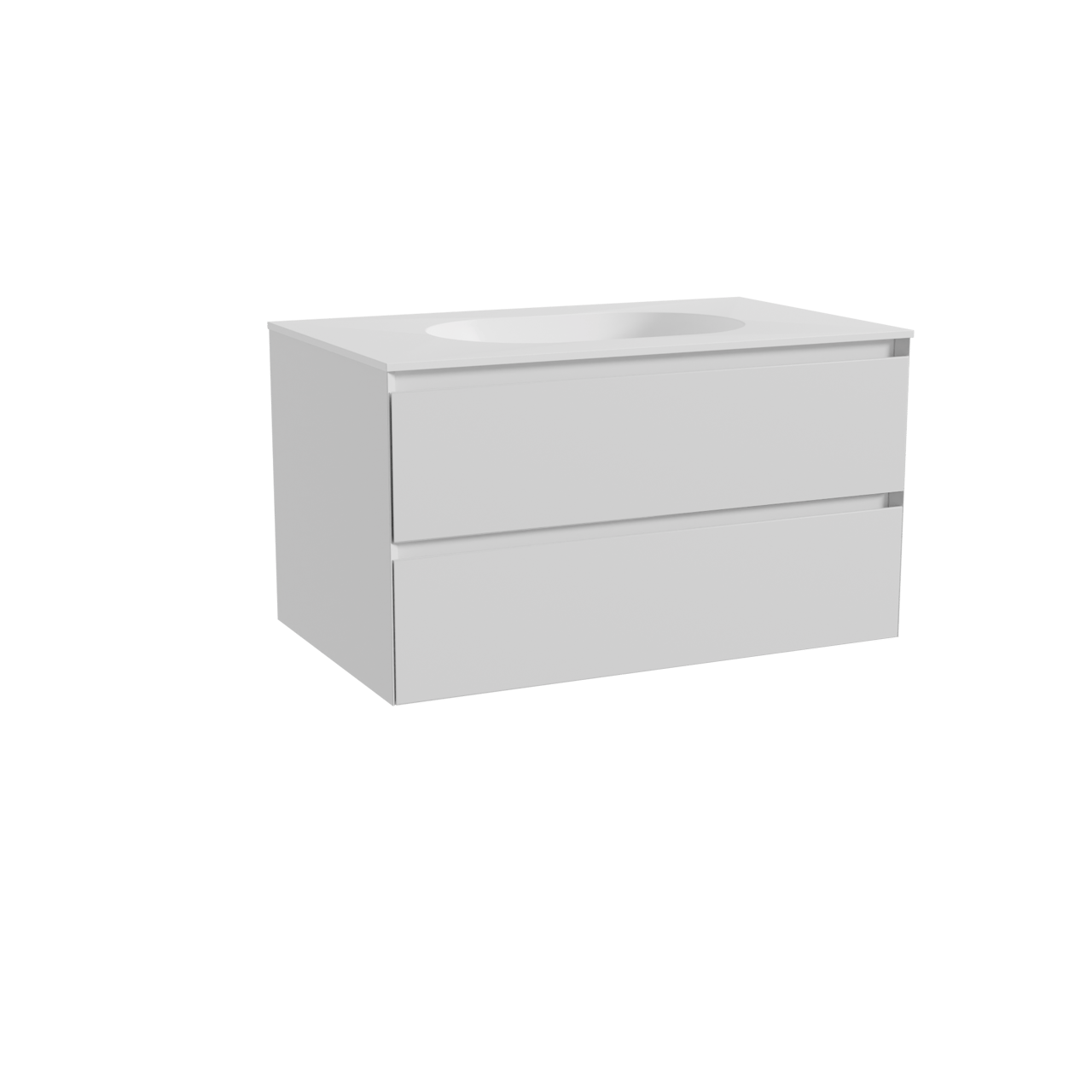 Balmani Mitra meuble salle de bains suspendu 90 x 55 cm blanc mat avec Tablo Oval plan simple en solid surface blanc mat