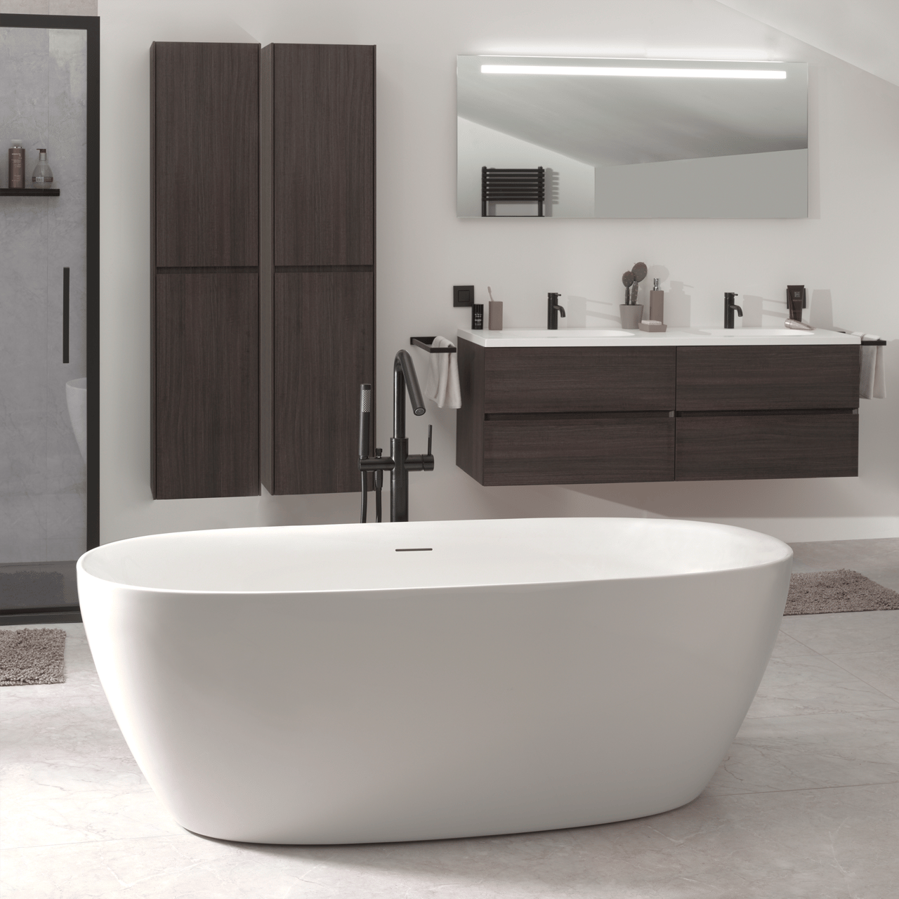 Luca Varess Marcia baignoire îlot ovale 170 x 80 cm acrylique blanc mat