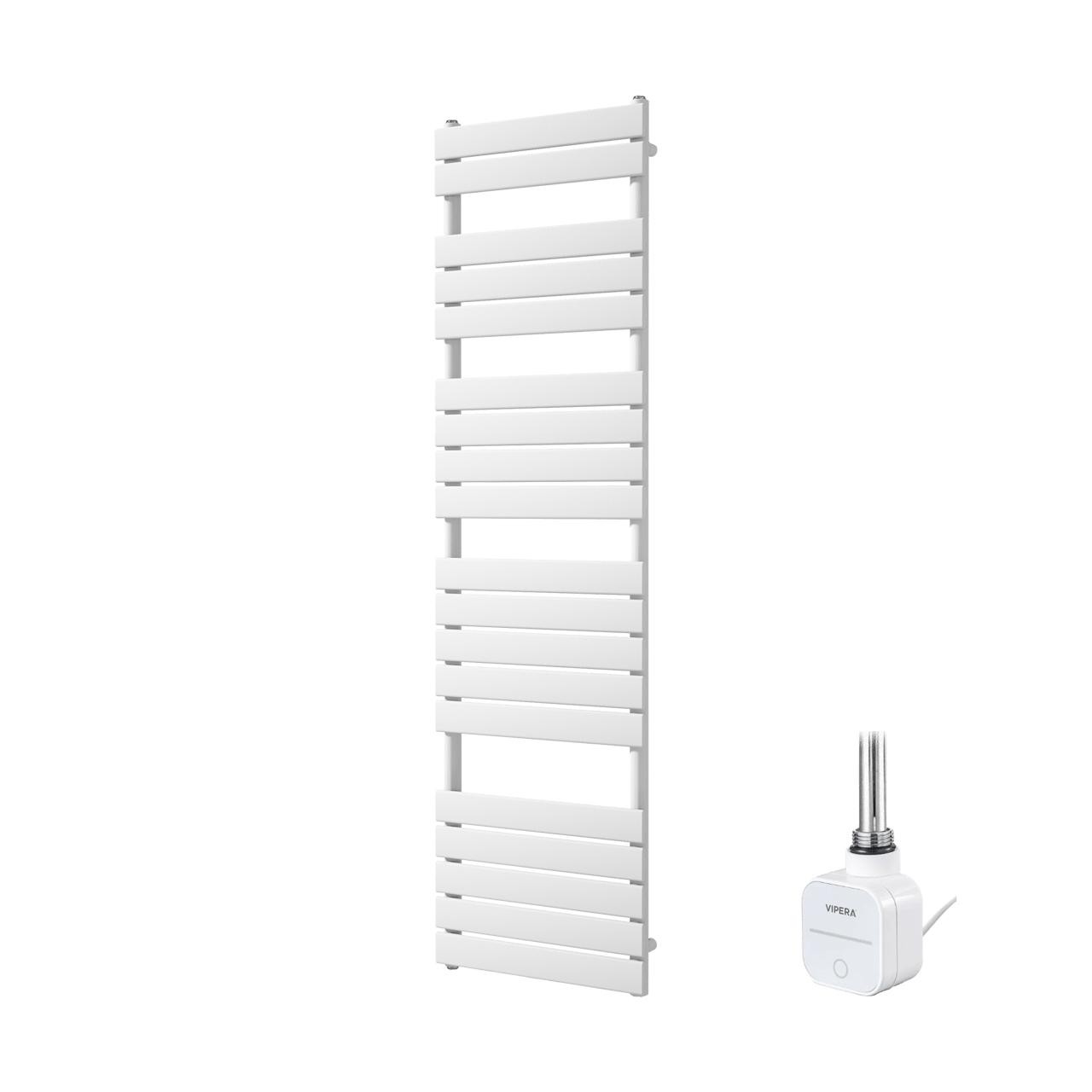 Vipera Vulcan enkele handdoekradiator 50 x 180 cm elektrische verwarming mat wit zijaansluiting 800W, weerstand inbegrepen