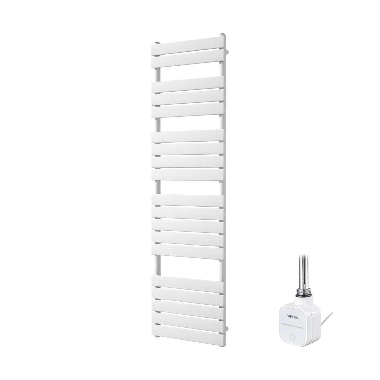 Vipera Vulcan Einzel Handtuchheizkörper 50 x 180 cm Elektrische Heizung Weiß matt Seitenanschluss 800W, inkl. Widerstand