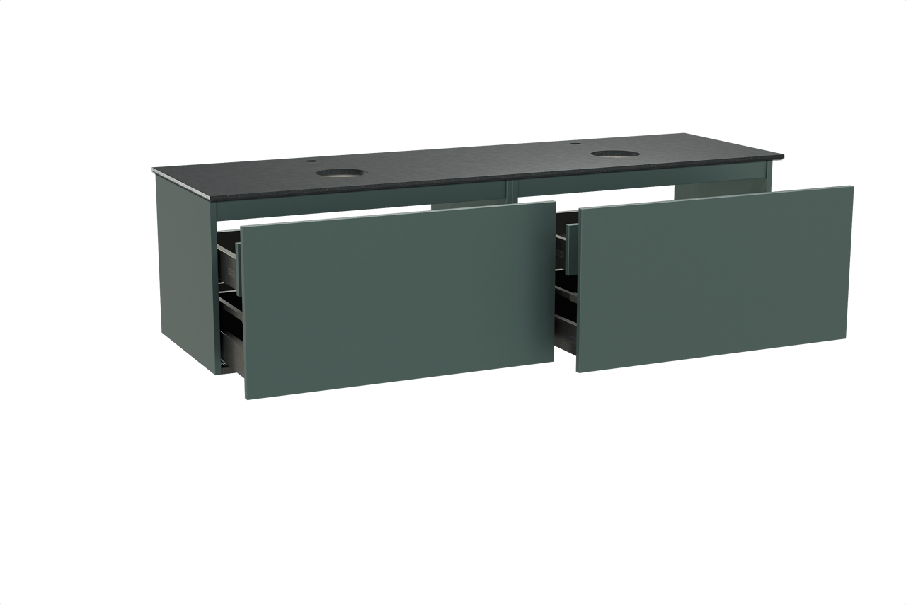 Balmani Sfera zwevend badmeubel 180 x 55 cm forest met Facetta dubbel wastafelblad in zwart graniet