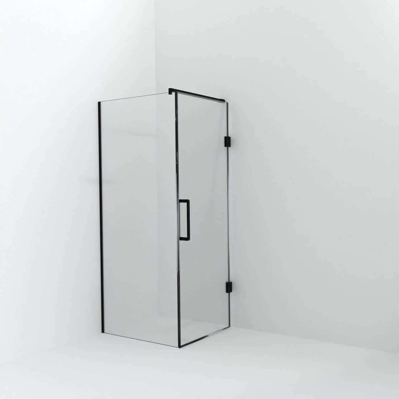 Balmani Modular douche à l'italienne avec porte: 90 x 200 cm avec porte 80 cm, Verre transparent avec coating, Profil Noir mat