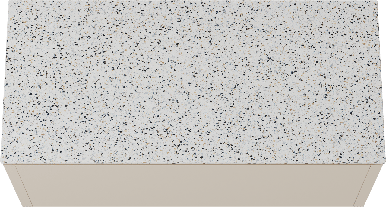 Balmani Eclips zwevend badkamermeubel 120 x 55 cm Sandbeige met Stretto enkel of dubbel tablet in Bianco Nero Terrazzo