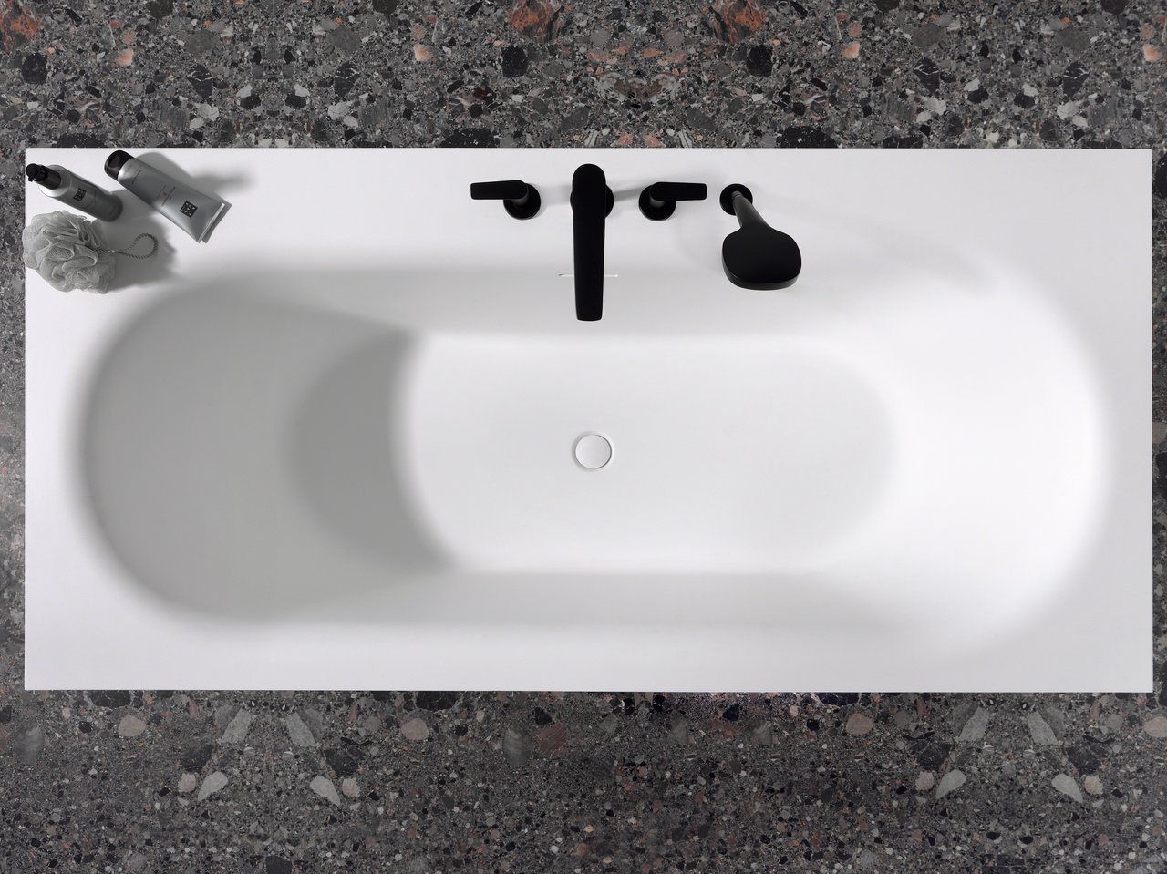 Balmani Rallanta Cresta Rechteckige Freistehende Badewanne: 180 x 90 cm, Solid Surface, Weiß matt