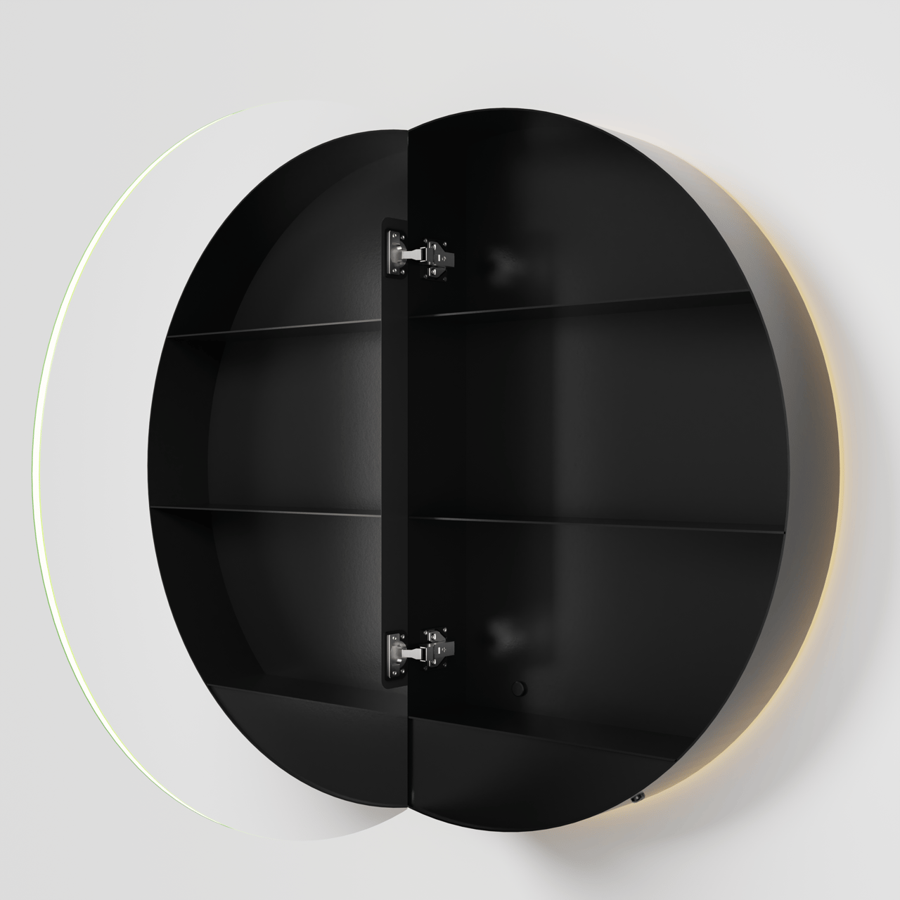 Balmani Mara spiegelkast Rond Ø 90 Mat Zwart met spiegelverlichting en anti-damp