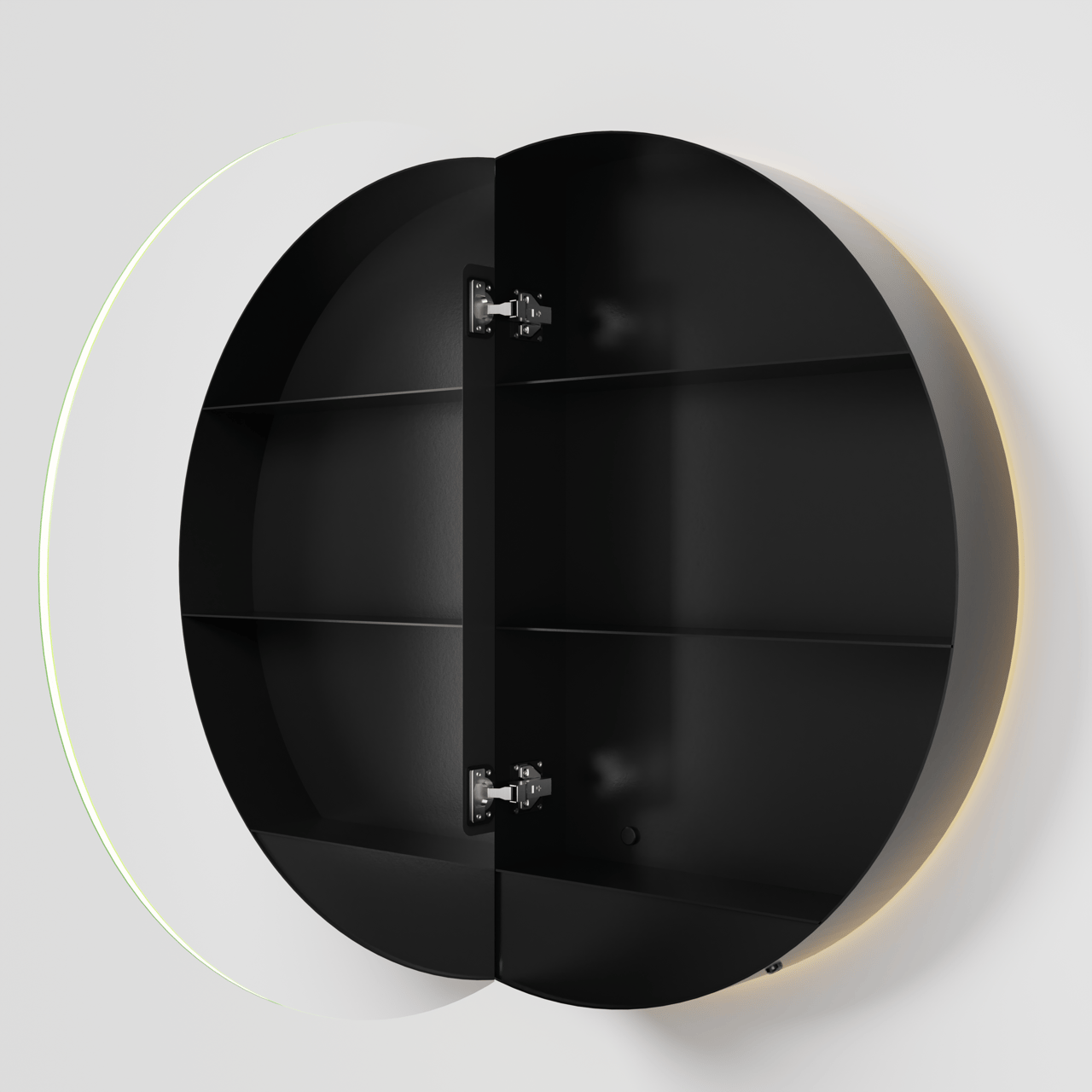 Balmani Mara spiegelkast Rond Ø 90 Mat Zwart met spiegelverlichting en anti-damp