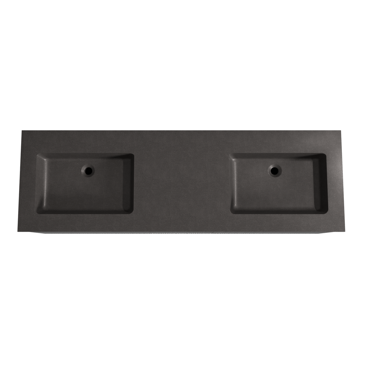 Storke Ribs zwevend badkamermeubel 165 x 52 cm zwarte eik met Scuro dubbele wastafel in kwarts mat zwart, Verticale asymmetrische rechte ribbel