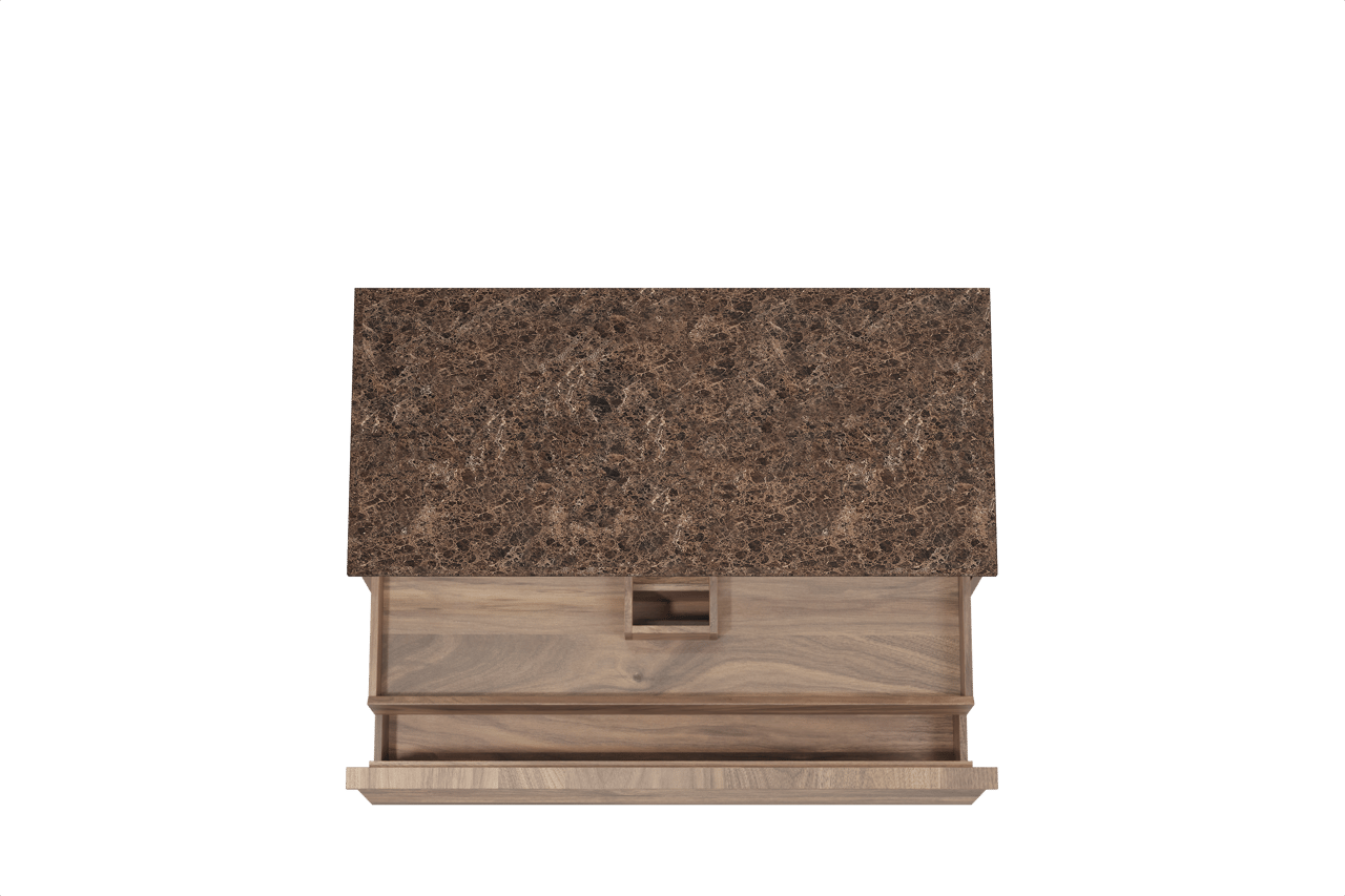 Balmani Forma meuble salle de bains suspendu 120 x 55 cm noyer américain avec Stretto tablette simple ou double en marbre dark emperador, Nervure droite symétrique horizontale