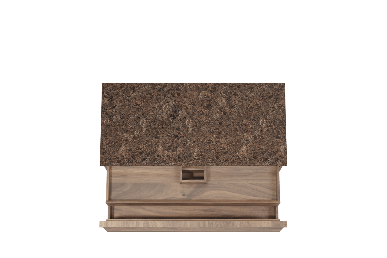 Balmani Forma hängendes Möbelstück Set: 120 x 55 cm, Amerikanischer Nussbaum, mit Stretto Einzel- oder Doppel Waschtischplatte, Marmor, Dark Emperador, Horizontale symmetrische gerade Rippe