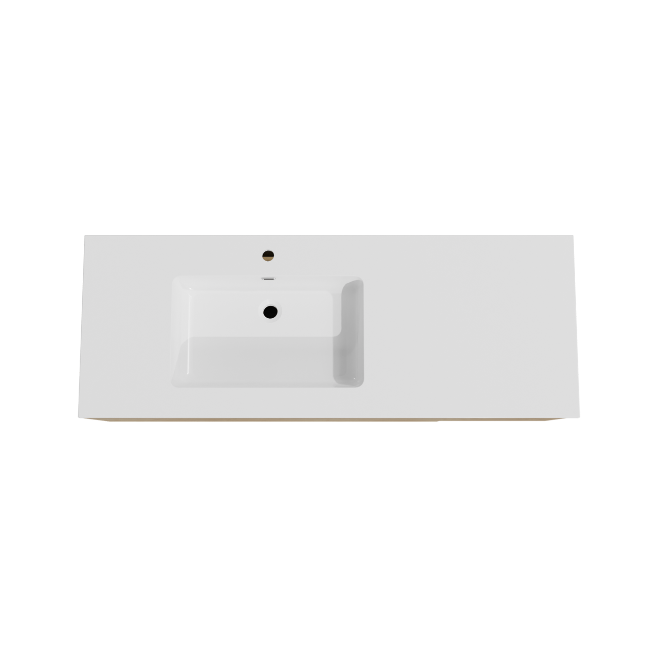 Storke Edge zwevend badkamermeubel 140 x 52 cm ruwe eik met Diva asymmetrisch linkse wastafel in composietmarmer glanzend wit