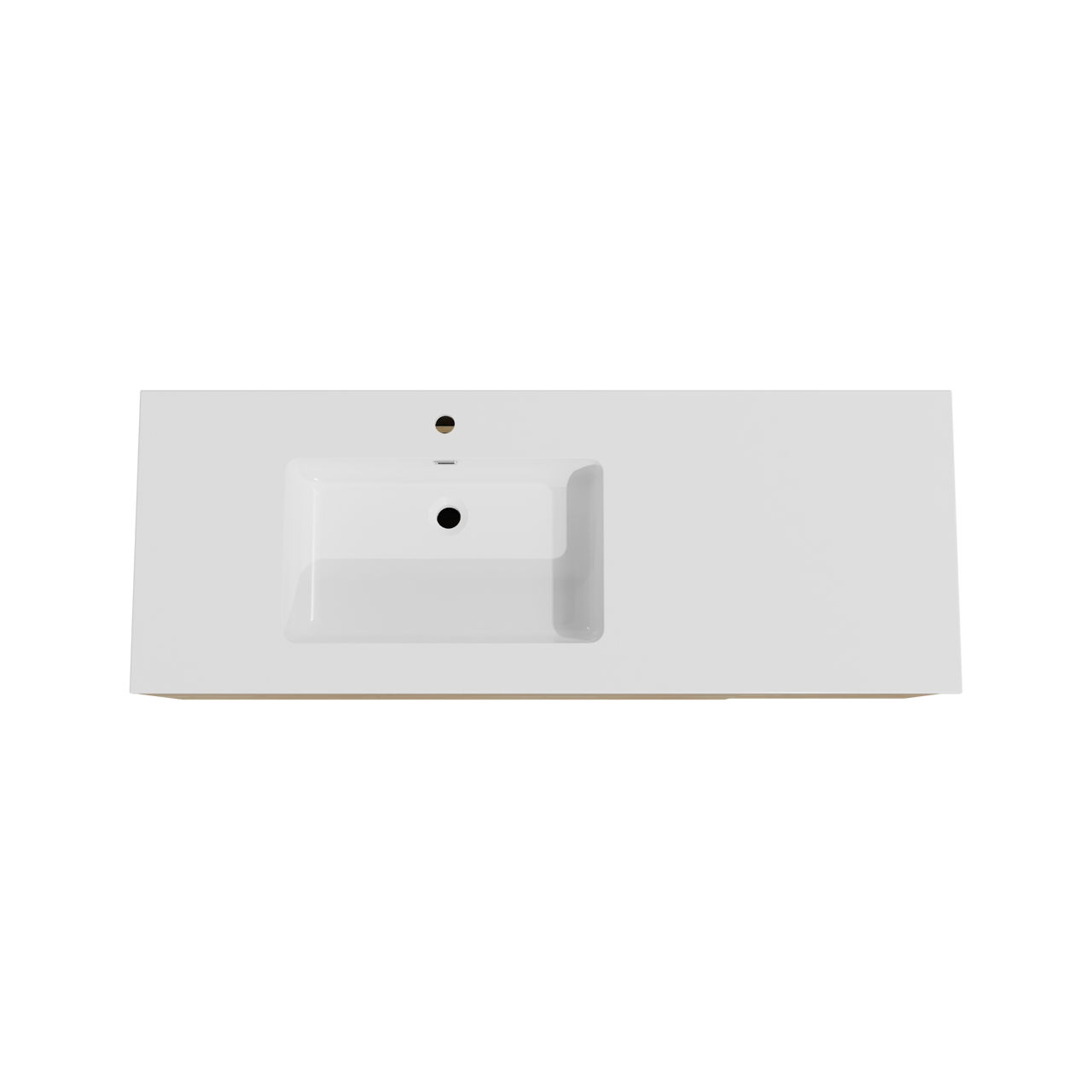 Storke Edge zwevend badmeubel 140 x 52 cm ruw eiken met Diva asymmetrisch linkse wastafel in composietmarmer hoogglans wit