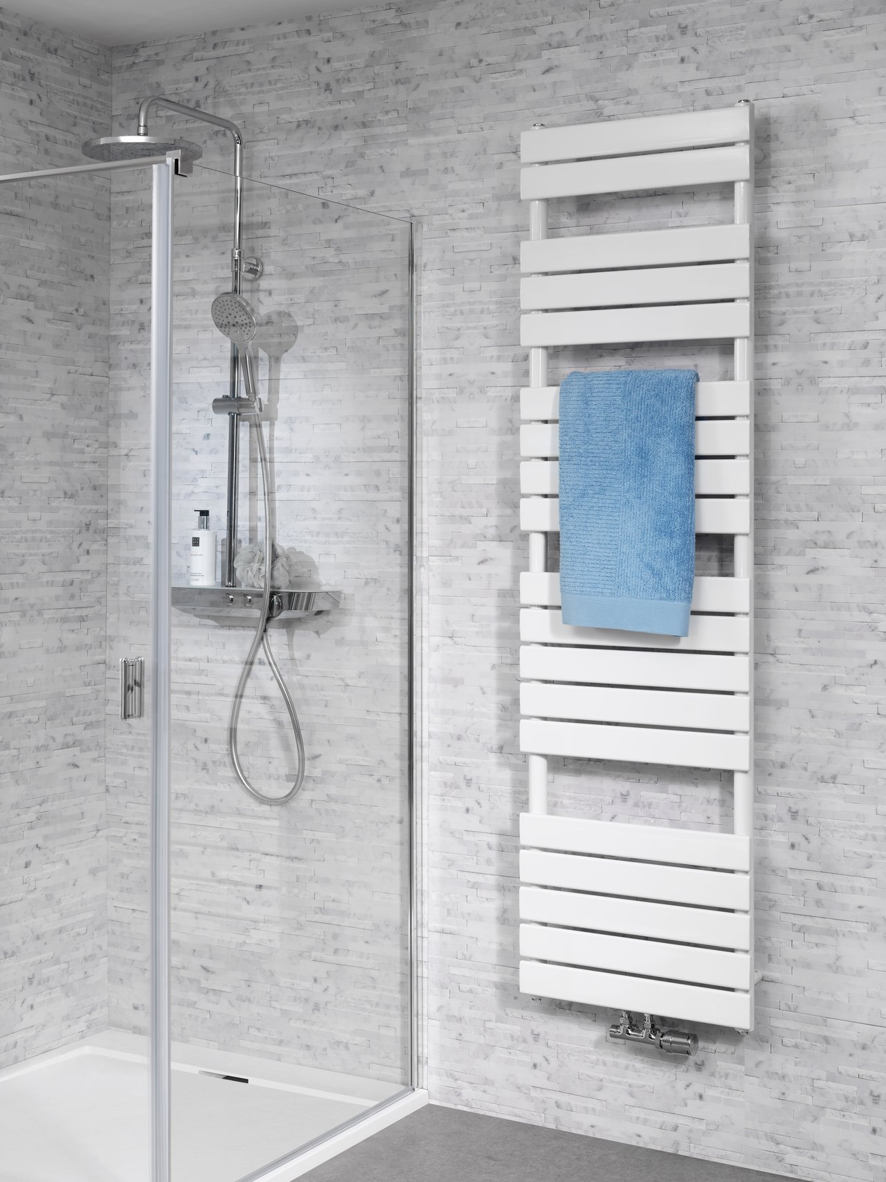 Vipera Vulcan sèche-serviettes simple 50 x 150 cm chauffage électrique blanc brillant raccordements latéral et central possibles 740W, résistance incluse