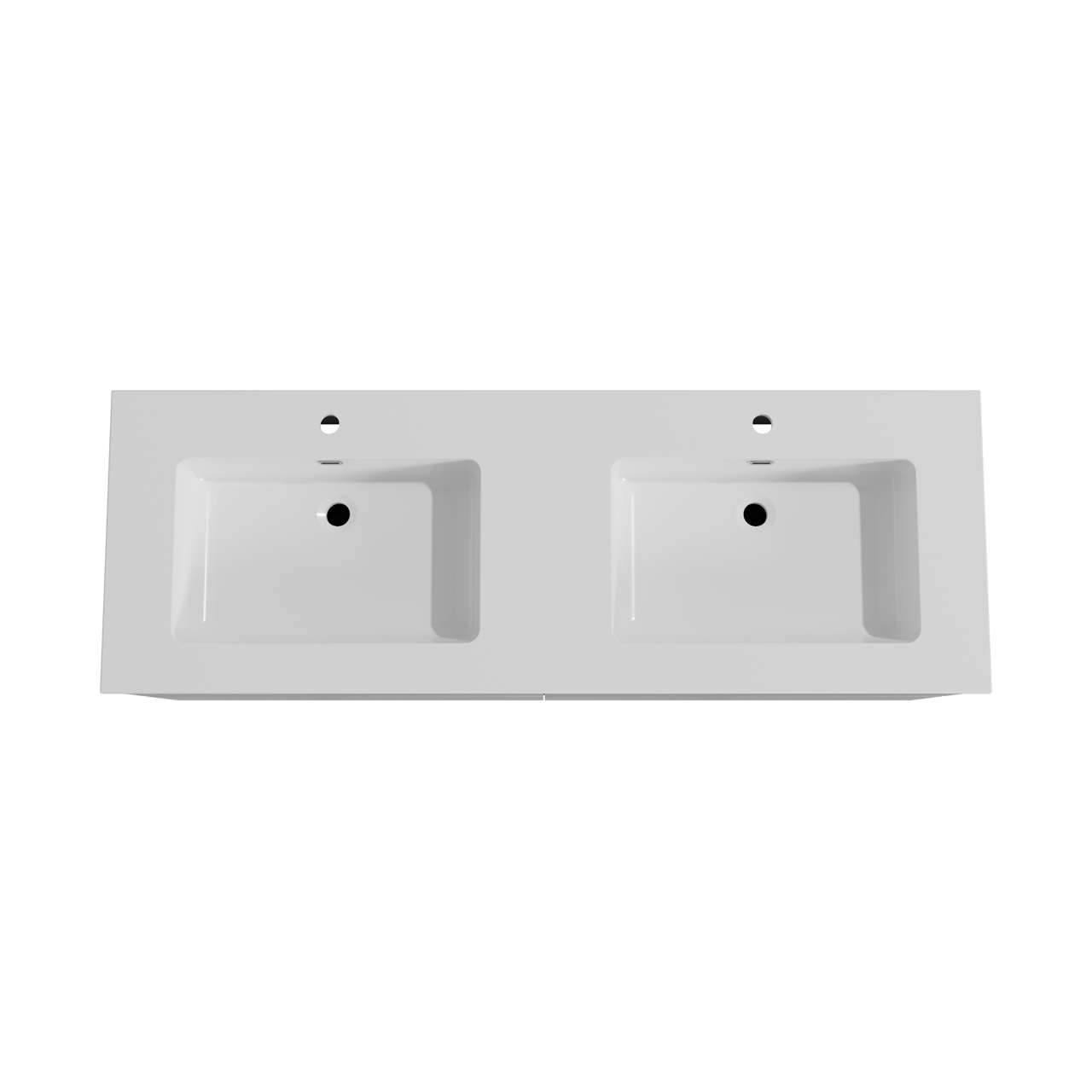 Storke Edge meuble salle de bains suspendu 150 x 52 cm béton gris foncé avec Diva double vasque en marbre composite blanc brillant