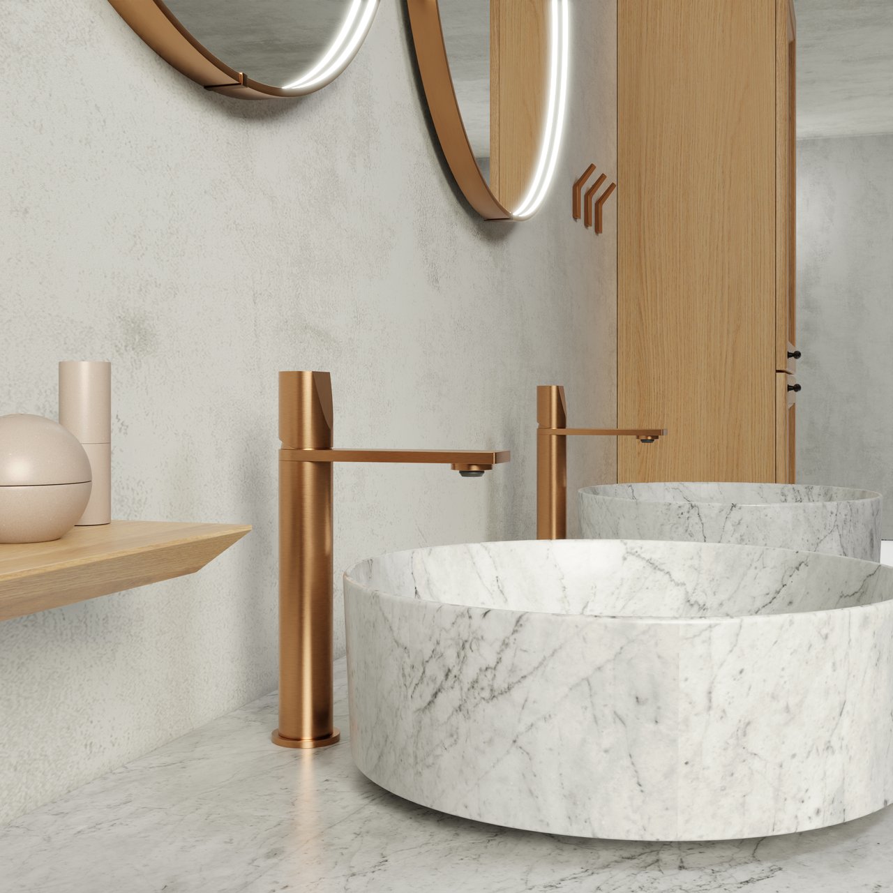 Blaufoss Eris EcoStart Erhöhte Waschtischarmatur Brushed Rosegold