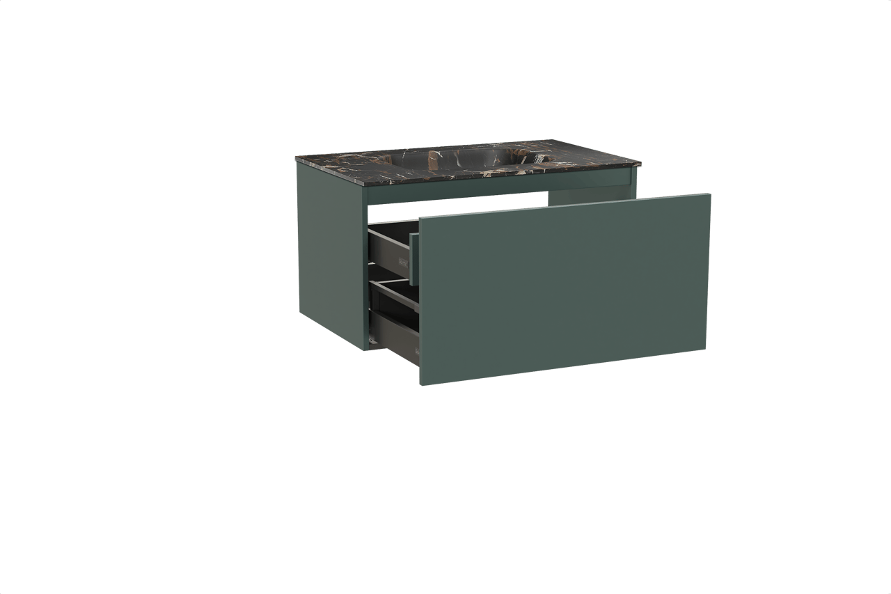 Balmani Sfera meuble salle de bains suspendu 90 x 55 cm forest avec Tablo Arcato plan simple en marbre portoro gold