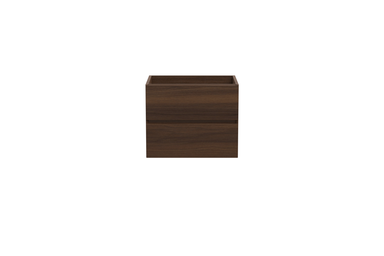 Storke Edge zwevende wastafelonderkast 60 x 46 cm notelaar 2 lades