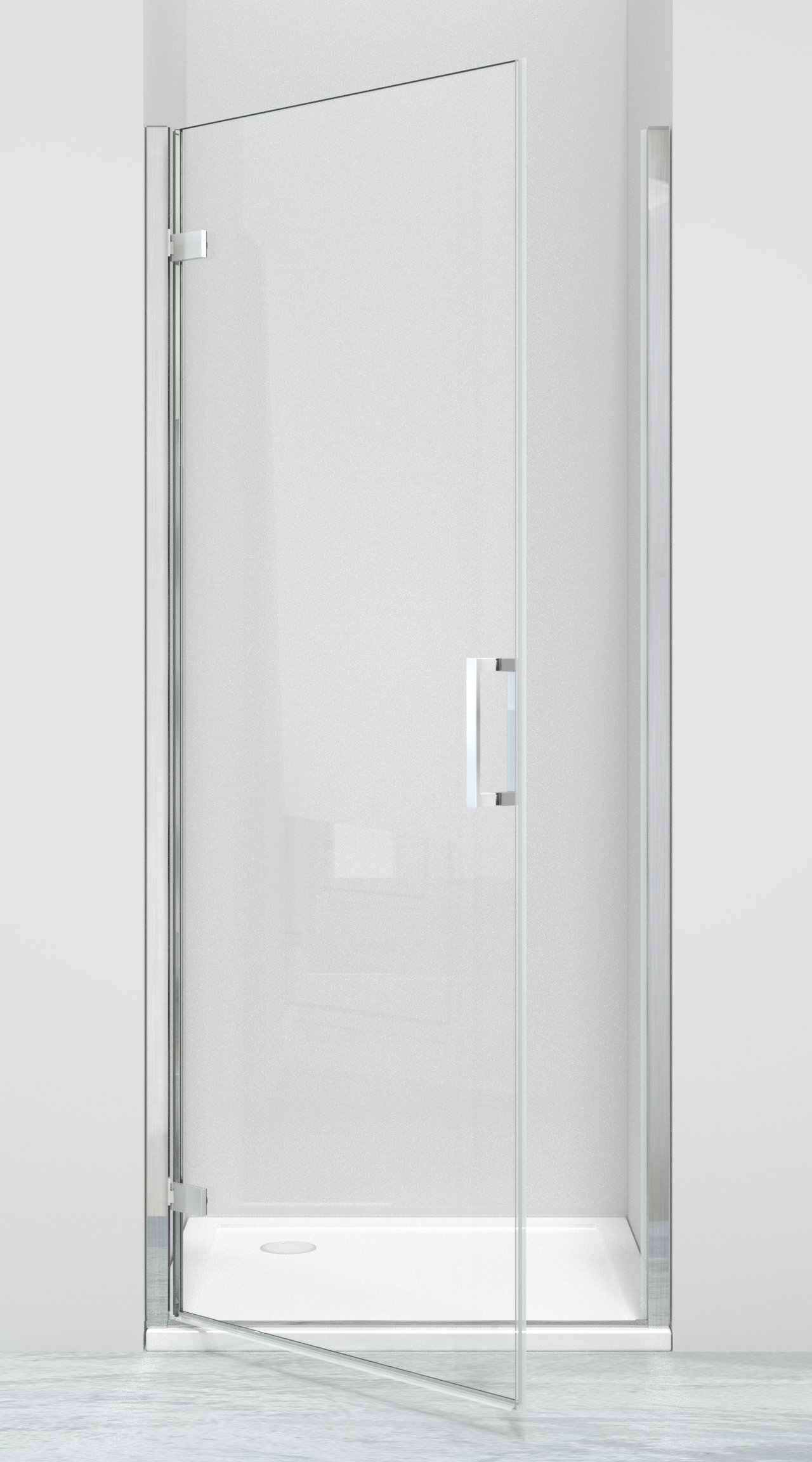 Luca Varess Nona porte pivotante 90 x 200 cm verre transparent profil chrome brillant