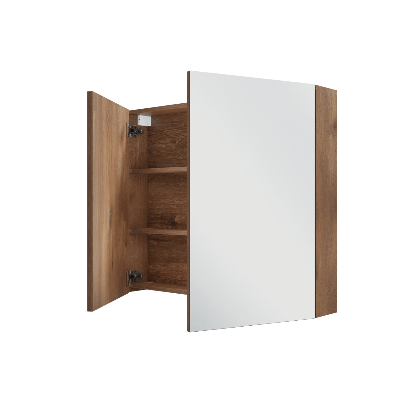 Linie Montro Spiegelschrank Bad: 90 x 75 cm, braune Eiche