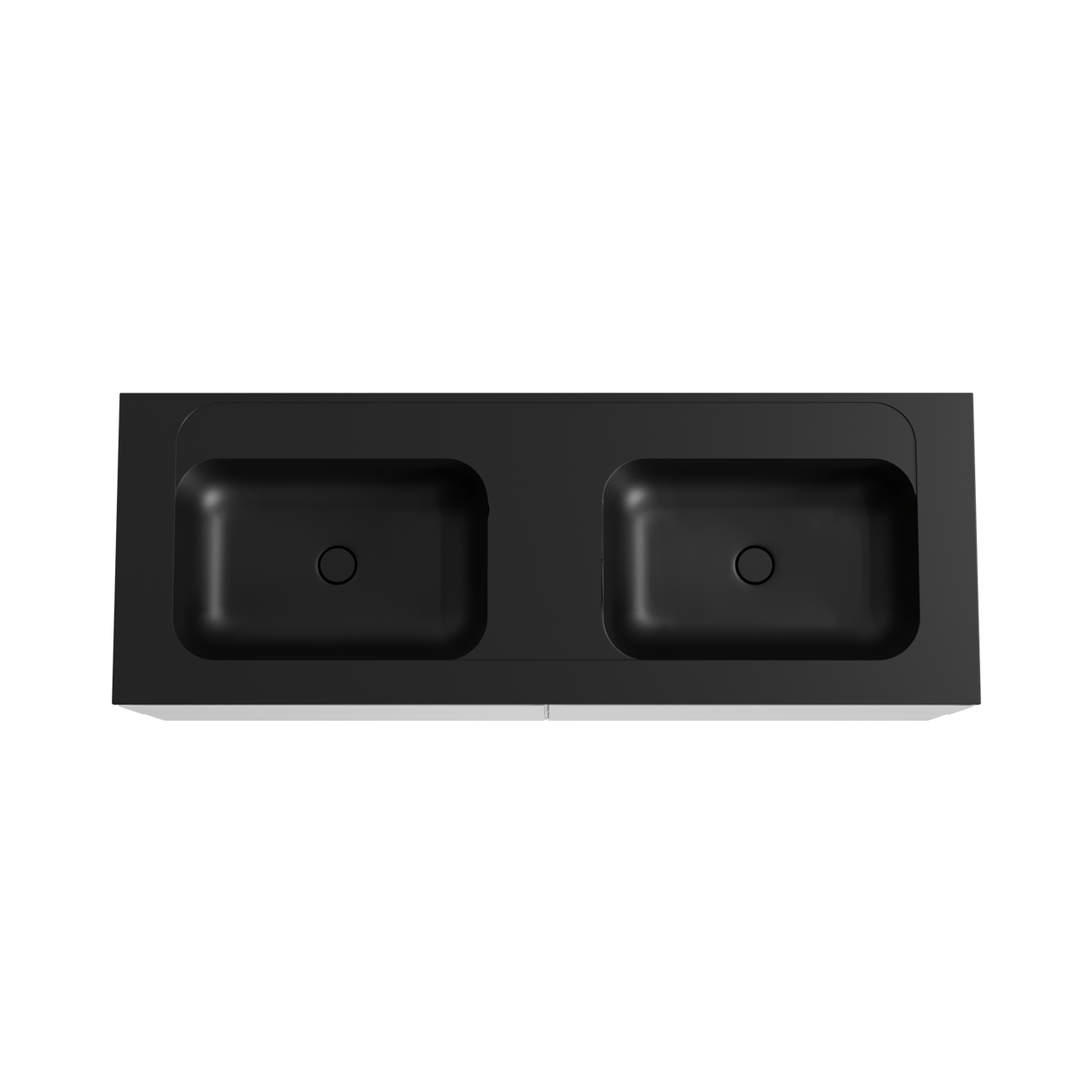 Balmani Mitra meuble salle de bains suspendu 150 x 55 cm blanc mat avec Tablo Strada double vasque en marbre composite noir mat